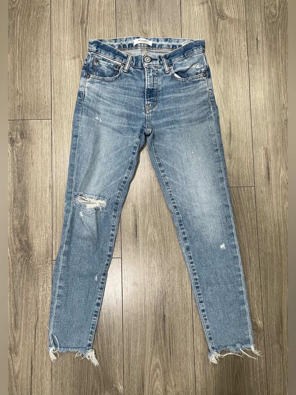Moussy Vintage Depew Skinny in Light Blue Distressed Stretch Jeans Size 24